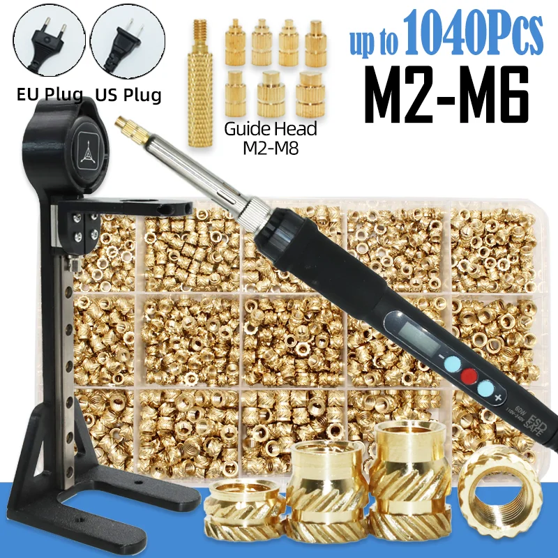 Tepelný set vložkový nástroj M2 M3 M4 M5 M6 M8 Spájka Železná hrot Mosadz V vložky Nut Hot Telt Plastové matice Tlač 3D vložky
