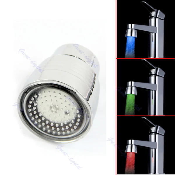 Teplotný senzor 3 farebná kuchynská voda Tap Faucet RGB Glow Sprcha LED LED