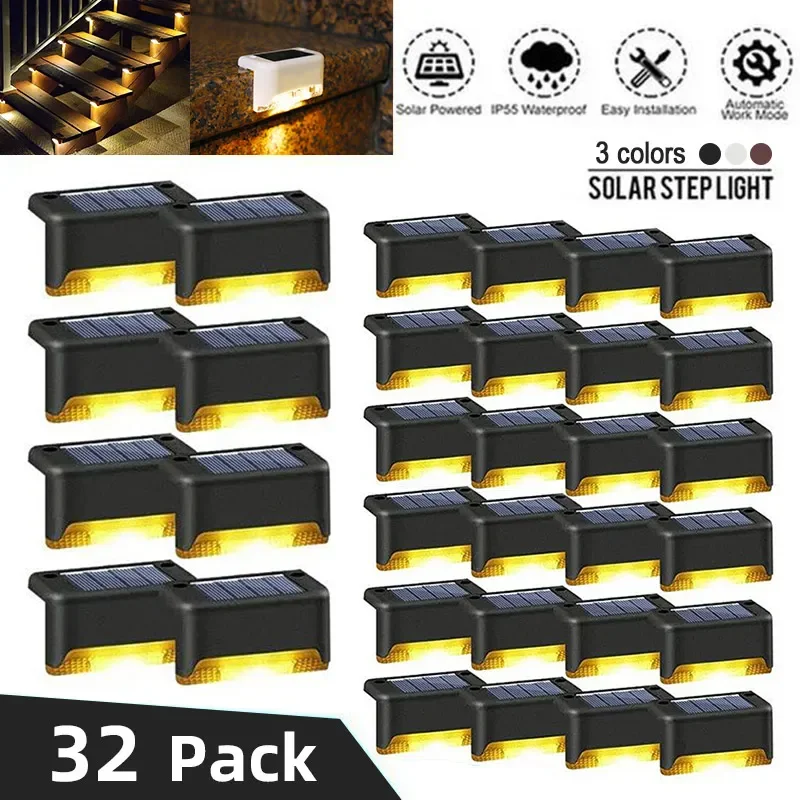 Teplá biela LED solárna kroková lampa Cesta schodisko Vonkajšie záhradné svetlá vodotesná balkón Light dekorácie pre terasy schodité plot svetlo