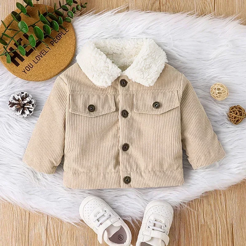 Teplá bunda Outwear pre novorodenca chlapca 0-3 roky starý neformálny módny zimný bavlnený kabát s dlhým rukávom Detské šaty pre deti