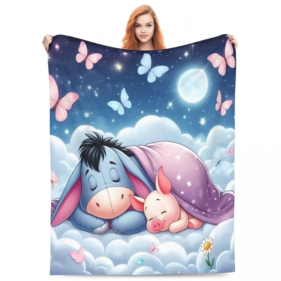Teplá mäkká prikrývka kemping winnie Pú eeyore Piglet hod flenel lôžko posteľ gauč stoličky Street Trend pohovka posteľ