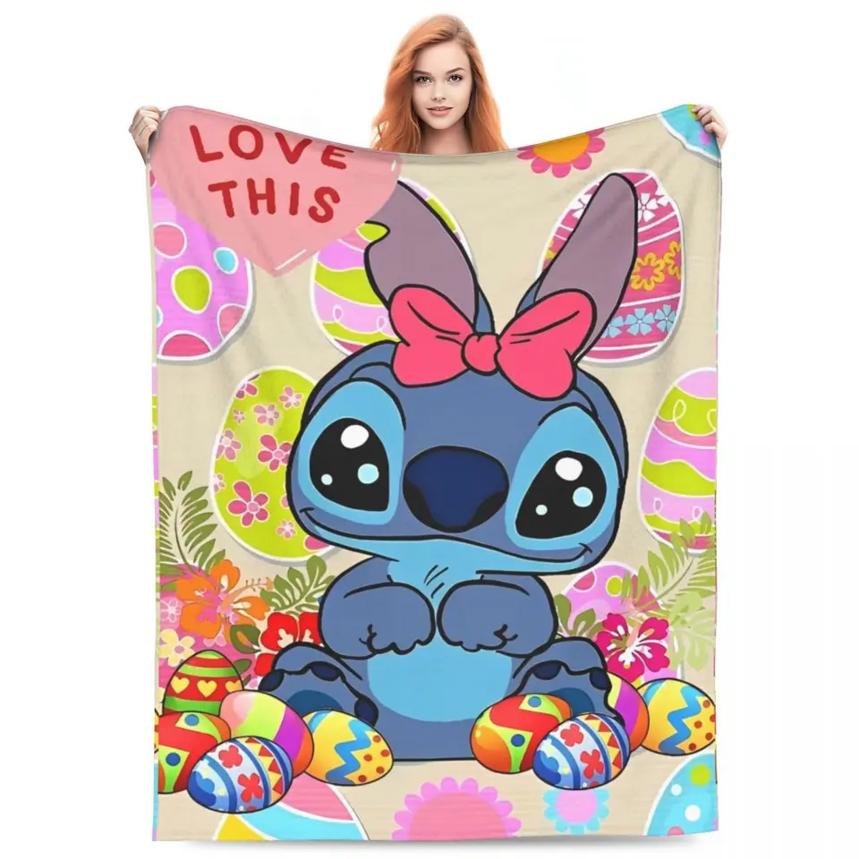 Teplá prikrývka lietadla cestovná kancelária Stitch Stitch Angel Miniso Posteľná bielizeň hody Flanel Bedspread for Home Decor Novinka pohovka posteľ