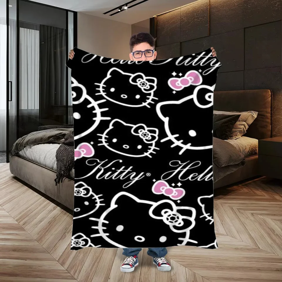 Teplé zimné prikrývky pre dekoratívnu pohovku Hello Kitty Cushion Deka Luxusné nadýchané mäkké prikrývky Anime prikrývka King Veľkosť koleno