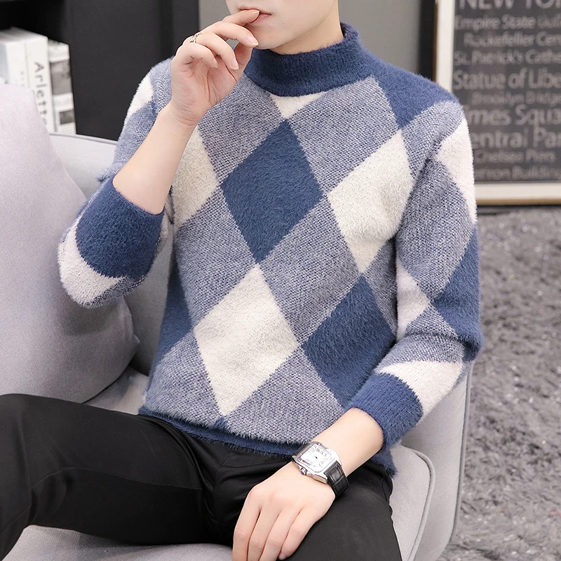 Teplý kašmírový kašmírový sveter muži Nové zimné okrúhle golierové pulóverové jumper Soft Hrug Huger Pull Homme Fashion Mens vianočné svetre