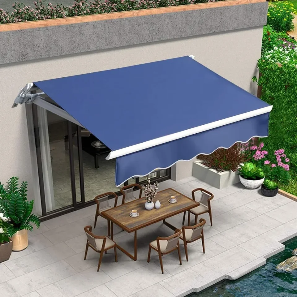 Terasa markíza zatiahnuteľná markíza 13.1'x8.2 'Cover Sunshade Shelter Outdoor Canopy s kľukovou rukoväťou a vodotesným polyesterom