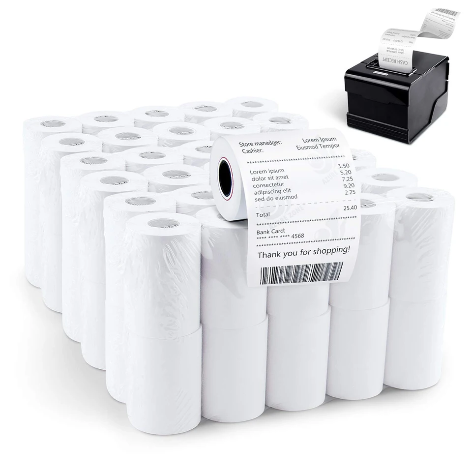 Termálne papierové kotúče 57x50 mm príjmok papierové rolky Point predaja Thermálna tlačiareň papierová kreditná karta Papier Supermarket