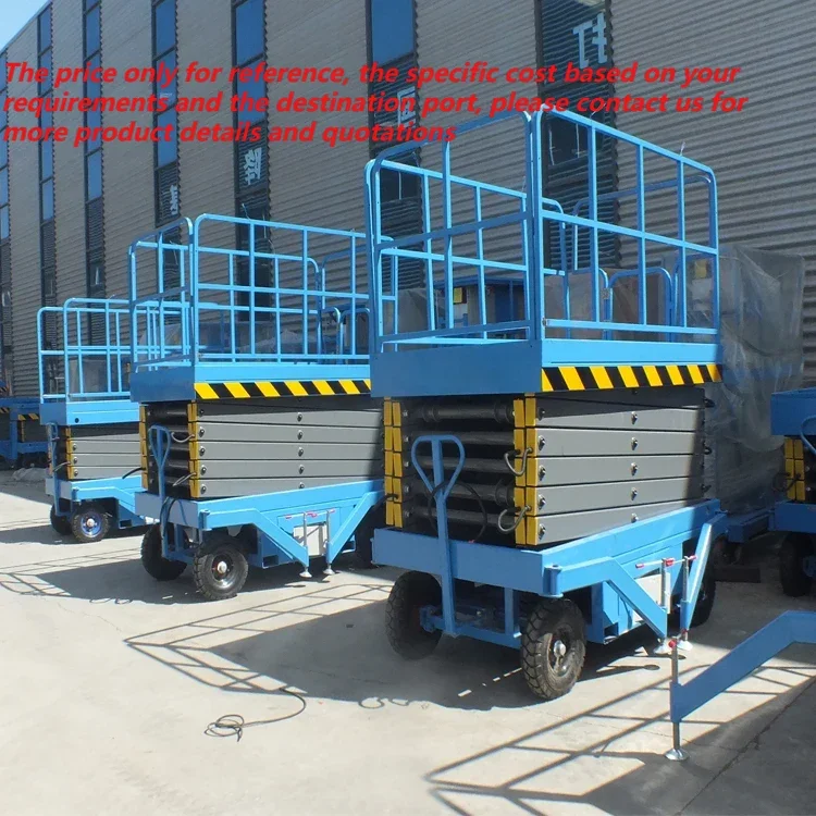 Terrain Nožnica výťahová plošina Vysoko kvalitná 6 m 10m 300 kg Man Lift Electric Scissor Lift 90 mm