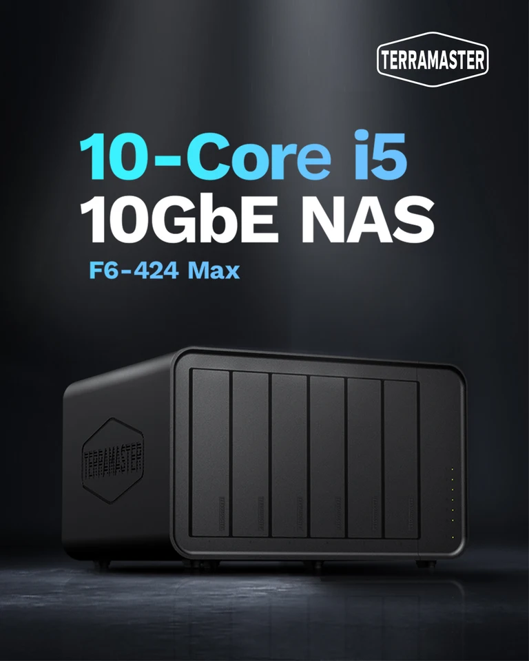 Terramaster F6-424 Max NAS Storage - 6Bay Core i5 1235U 10Cores 12 vlákna, 8 GB DDR5 RAM, Sieťové úložisko (Diskless)