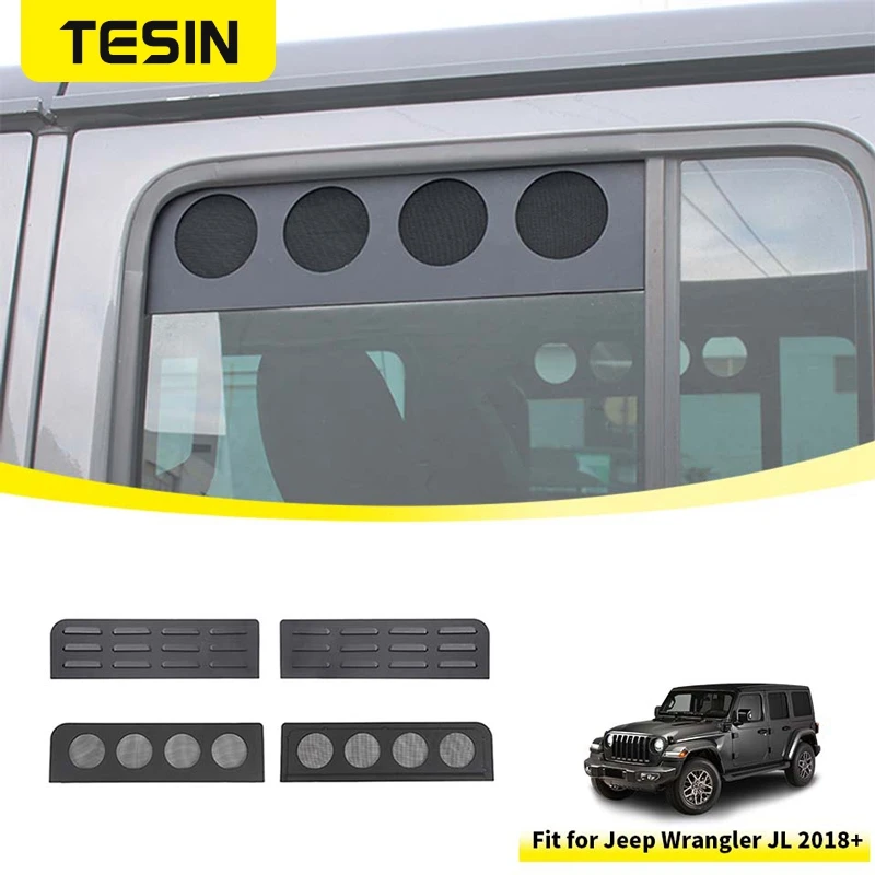 Tesin Car Auta Zadné okno Ventevný výzdoba dekorácie pre Jeep Wrangler JL 4 Door 2018 2019 2020 2021 2022 2023 2024