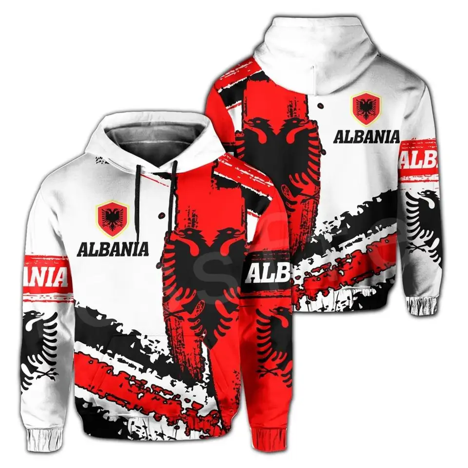 Tessffel najnovšia vlajka v Albánskej krajine Newfashion Pullover dlhé rukávy Funny Tracksety Unisex 3Dprint Zips/kapucňa/bunda A-8