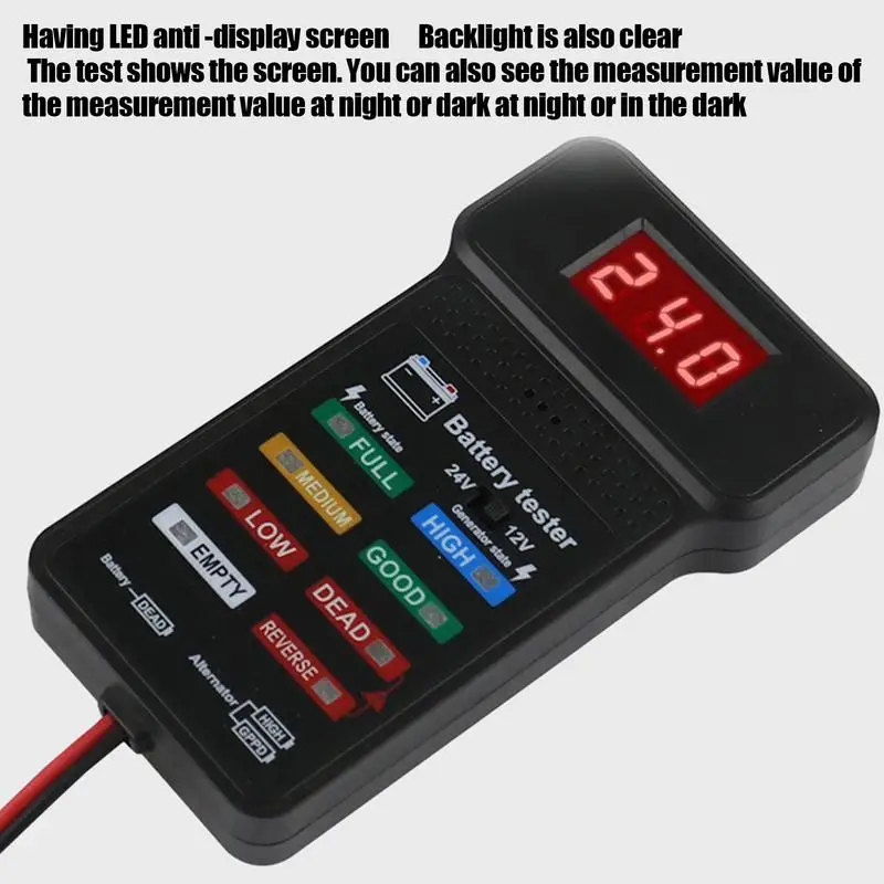 Tester batérie automobilov 12V/24 V Voltmeter a nabíjací systém Analyzátor LCD Display Automotive Load Tester Indikátor Elektrické nástroje