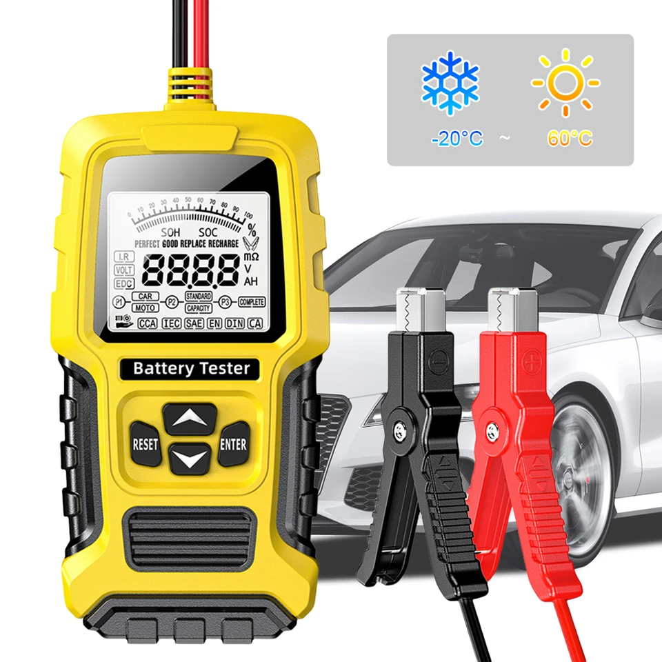 Tester Digital Analyzer LCD Display Smart Battery tester SOH SOH CCA IR Automatický analyzátor batérie pre SUV lodí automobilu