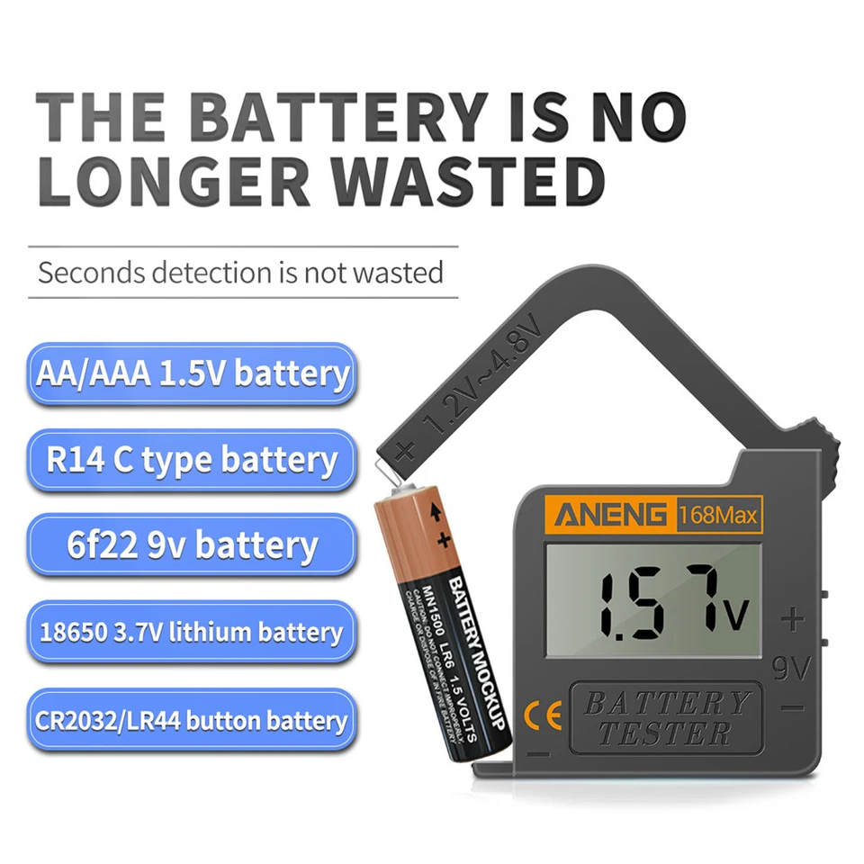 Tester digitálnej lítiovej batérie High Precision Universal Test Checkered Load Analyzer Displage Skontrolujte AAA AA Tlačidlo bunky