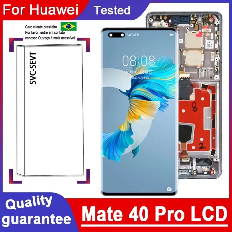 Testované 6,76 '' Display Explaint for Huawei Mate 40 Pro LCD Digitalizátor obrazovky Digitalizátora pre obrazovku Huawei Mate40 Pro LCD