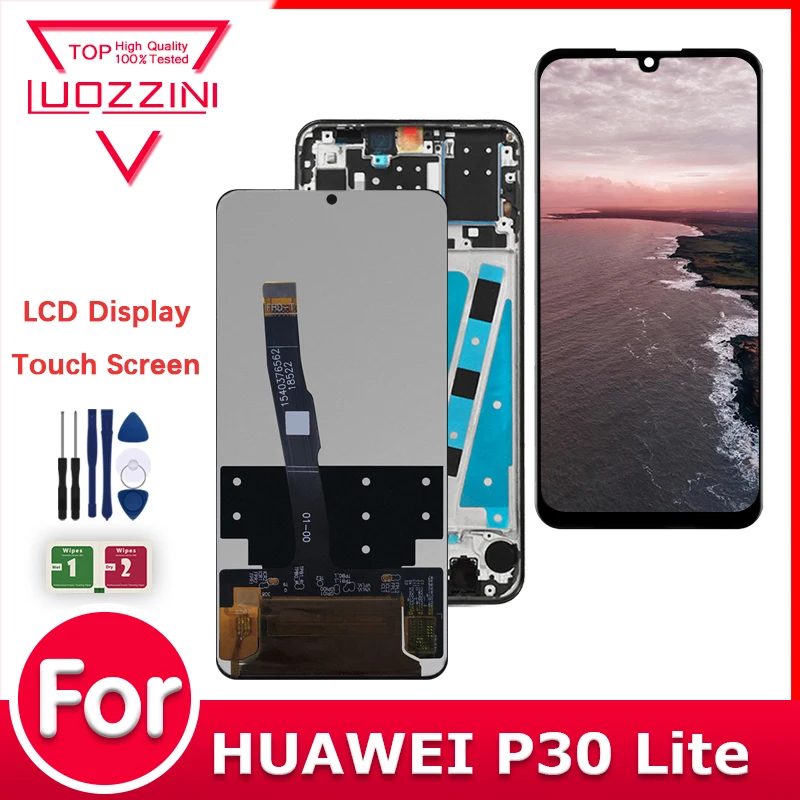 Testované IPS LCD pre Huawei P30 Lite Nova LCD LCD Display Digitator Digitalizátor Digitalizátora pre displej Huawei Mar-LX1 LX2 AL01 LCD