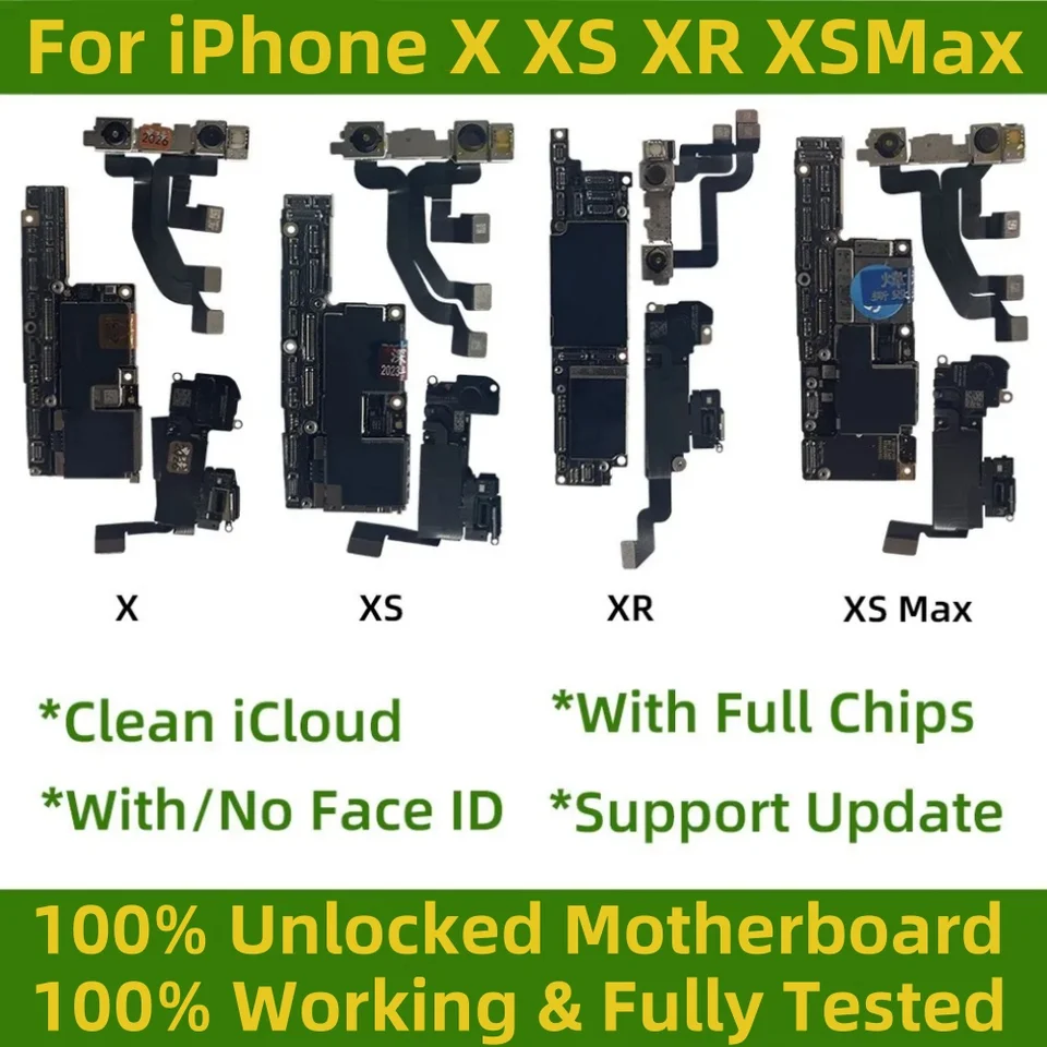 Testované na základnú dosku iPhone XS Max s ID tváre, odomknutá pre logickú dosku iPhone X XR Čistá aktualizácia podpora hlavnej dosky iCloud