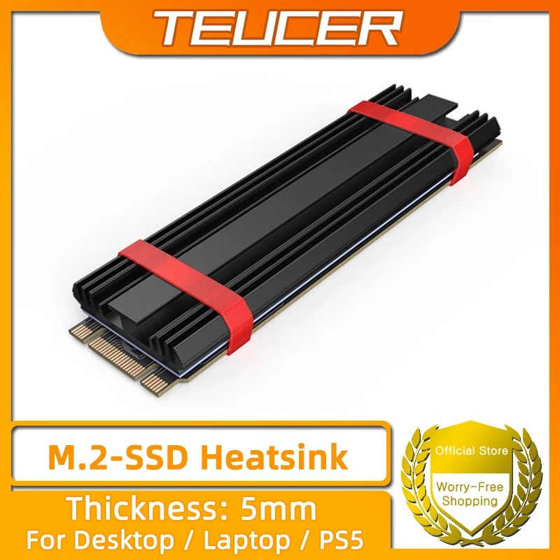 Teucer M2-4 SSD Heatsink NVME 2280 Radiátor diskového pohonu v tuhom stave s tepelnou podložkou pre stolný počítač M.2 NVME PS5 Heatsink