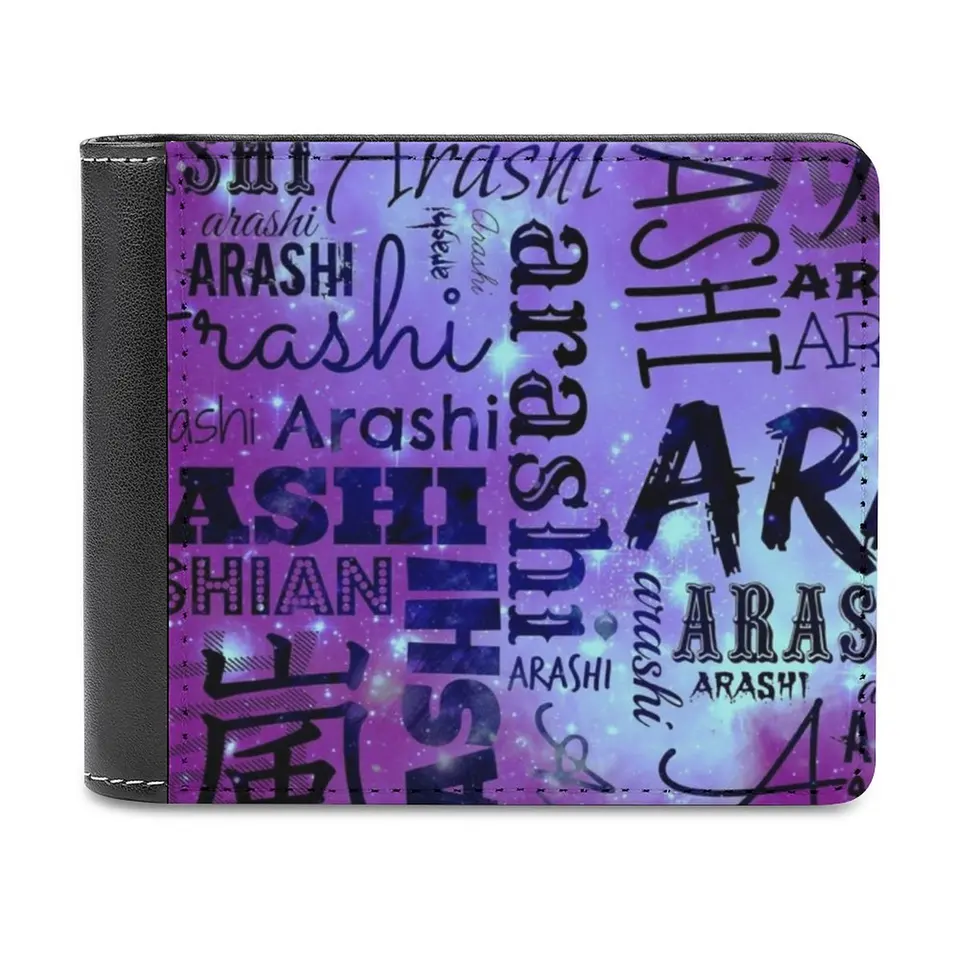 Text Arashi Galaxy Men Peňaženka Pu Kožené krátke mužské kabelky Kreditná karta peňaženka pre mužov Money Bag Arashi Arashian Jpop Kpop