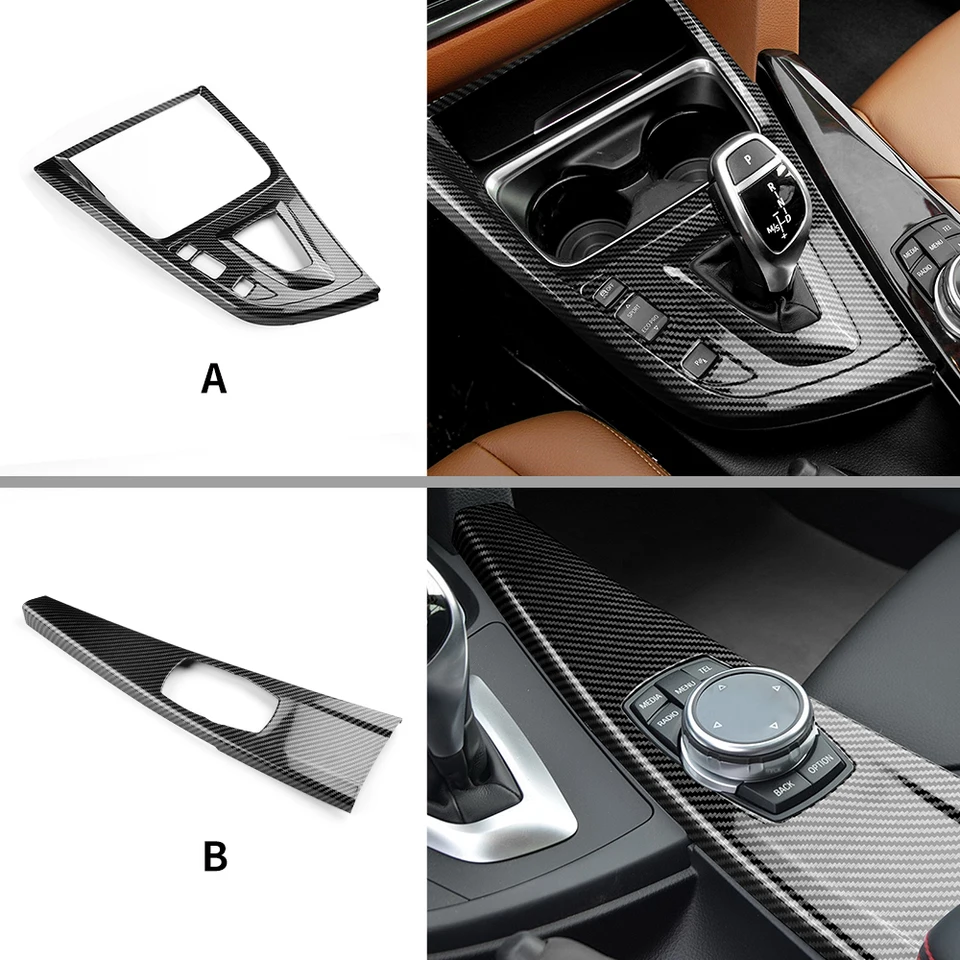 Textúra uhlíkových vlákien ABS pre BMW 3 4 série 3GT F34 F30 F31 F32 F36 2014-2018 320I Multimediálne panelové stredisko Sticke Gear Shicke Sticke
