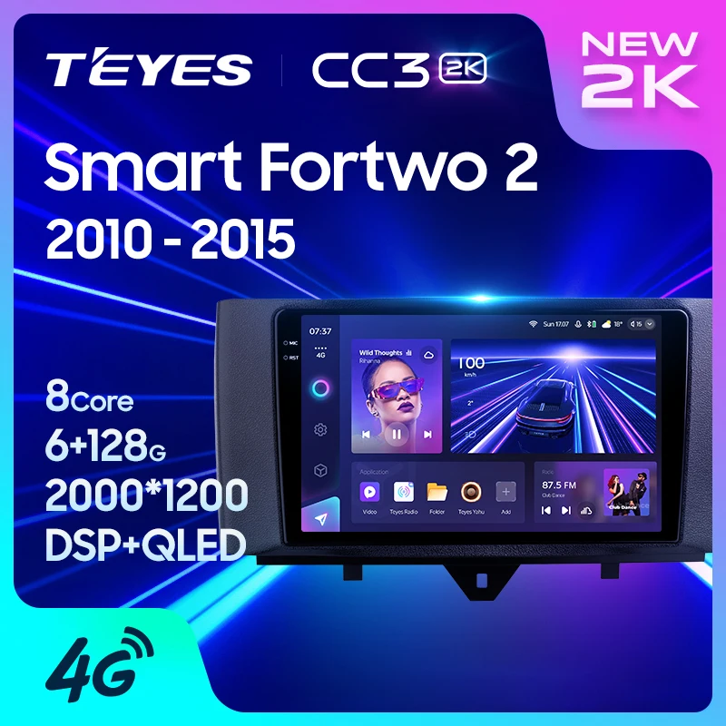 Teyes CC3 2K For Mercedes Benz Smart Fortwo 2 2010 - 2015 Car Multimedia Video Player Navigation Stereo GPS Android 10 No 2Din 2 DVD DVD