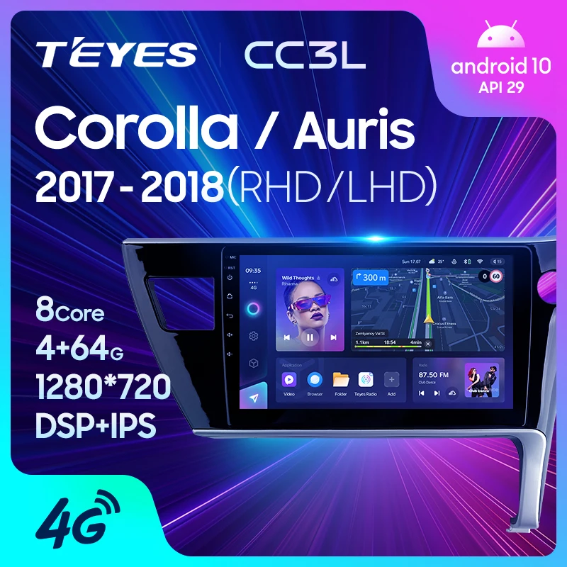 Teyes CC3L WiFi pre Toyota Corolla 11 AURIS LHD RHD 2017 - 2018 Car Multimedia Video Player Navigation Stereo GPS Android Android č. 2din 2 DVD DVD