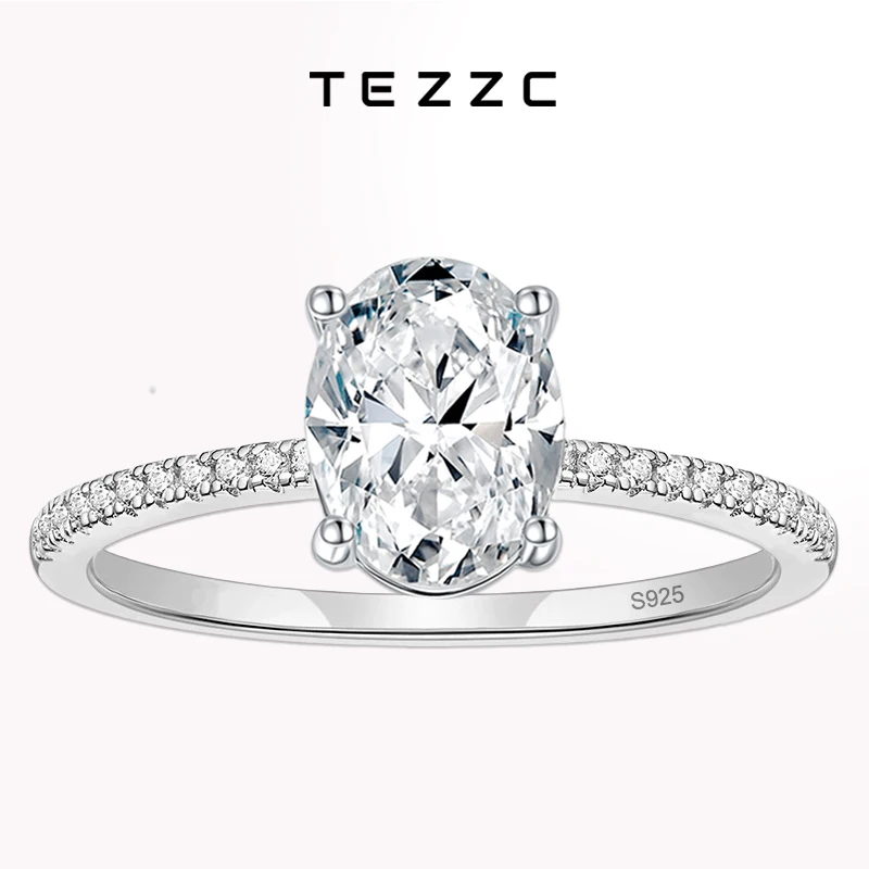 Tezzc 1ct 2ct Oval Cut Moissanit Ring pre ženy