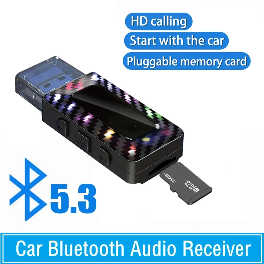 TF karta aux bluetooth 5.3 prijímací USB Dongle Cable Wireless Handsfree Kit 3,5 mm Jack Audio Persitter pre mp3 prehrávač rádio Radio Radio