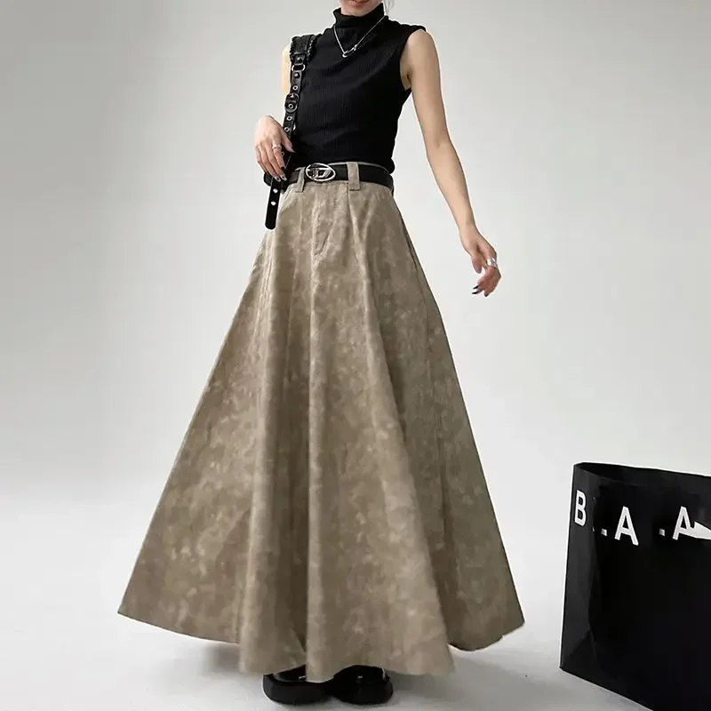 Tfetters Brand Maxi sukňa 2024 Nová jesenná dámska sukňa High Pase Slim Slimed Chic Authentic Big Swing Long sukňa
