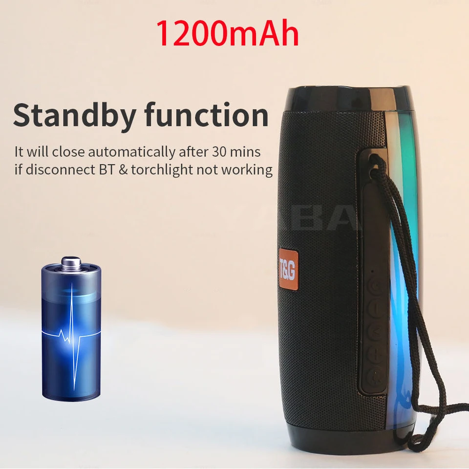 TG157 bezdrôtový reproduktor Prenosný vonkajší subwoofer 3D Surround Stereo Bluetooth Reproduktor s LED bleskom pre kemping a zastavenie