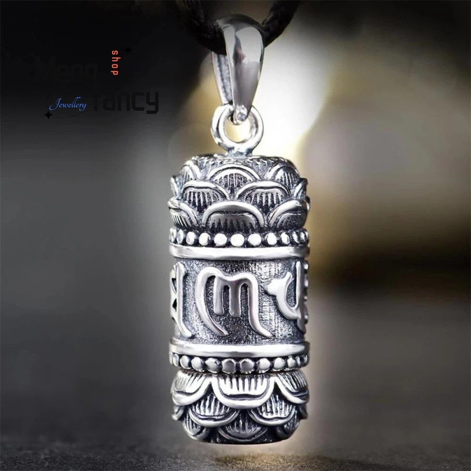 Thajské strieborné leng yan mantra šesťzlovné motto amulety retro duté sutra cylinder Transhipment prívesok Vynikajúce módne šperky