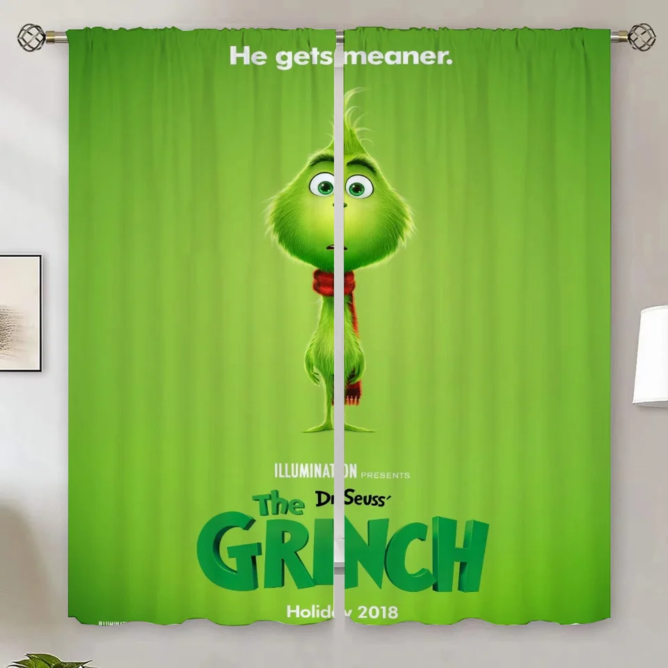 The-Grinch Blackout Curtains pre okenné záclony pre spálňu obývacia izba Zamlákanie zvierat Moderná domáca dekorácia slepé odtiene