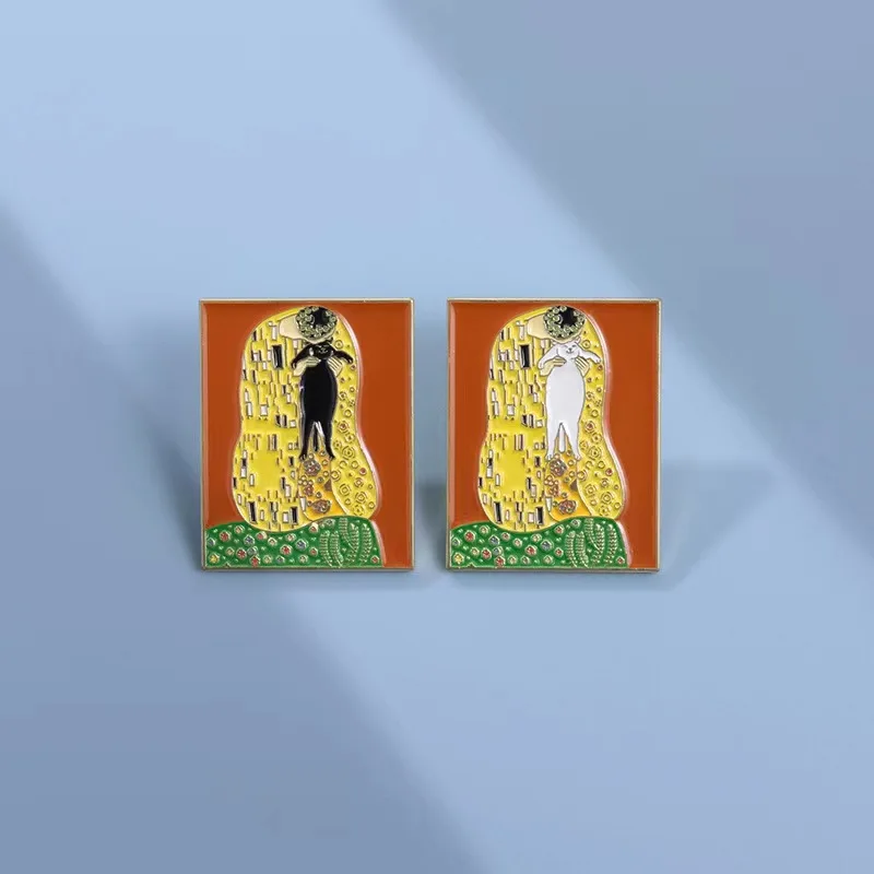 The Kiss Gustav Klimt Art Oil Smalt Pin Cartoon Art Badge Brošing Oblečenie batohové doplnky zliatiny šperky darček