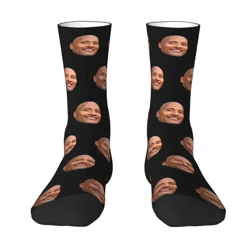 The Rock Face Dwayne Dress Socks Men's Women's Warm Fashion Novinka americký herec Johnson Crew ponožky