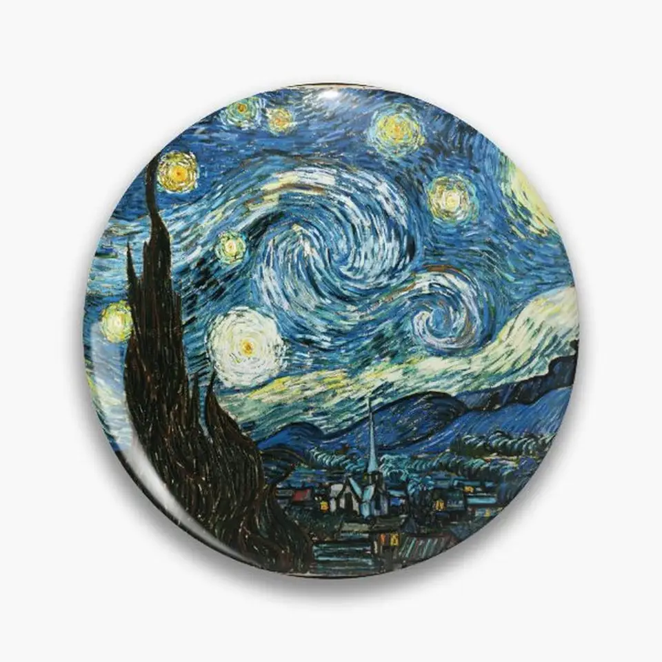 The Starry Night Vincent Van Gogh - Ikona tlačidiel moderného umenia Brošny