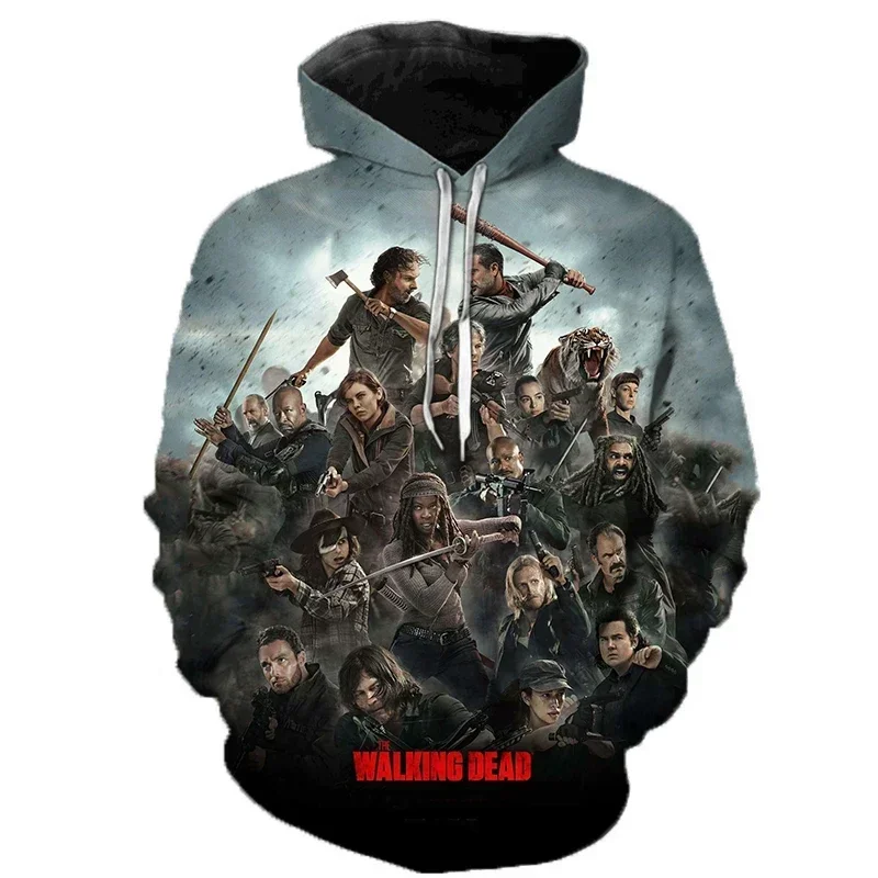 The Walking Dead Hoodies 3D tlač Hororová televízna dráma Muži ženy Nadmerné Halloween Pullover s kapucňou s kapucňou Streetwear oblečenie