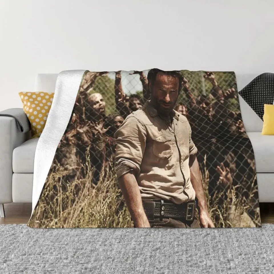 The Walking Dead Rick Grimes Velvet Hrot prikrývky Horor Zombie prikrývky pre domáce cestovanie ultra mäkká spálňa prikrývky