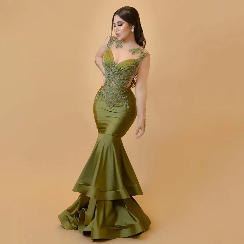 Thinyfull 2024 Prom Mermaid Prom Večerné šaty Aplikácie korálky saténové šaty Saudská Arábia koktailový kokteilový plesový šaty prispôsobiť