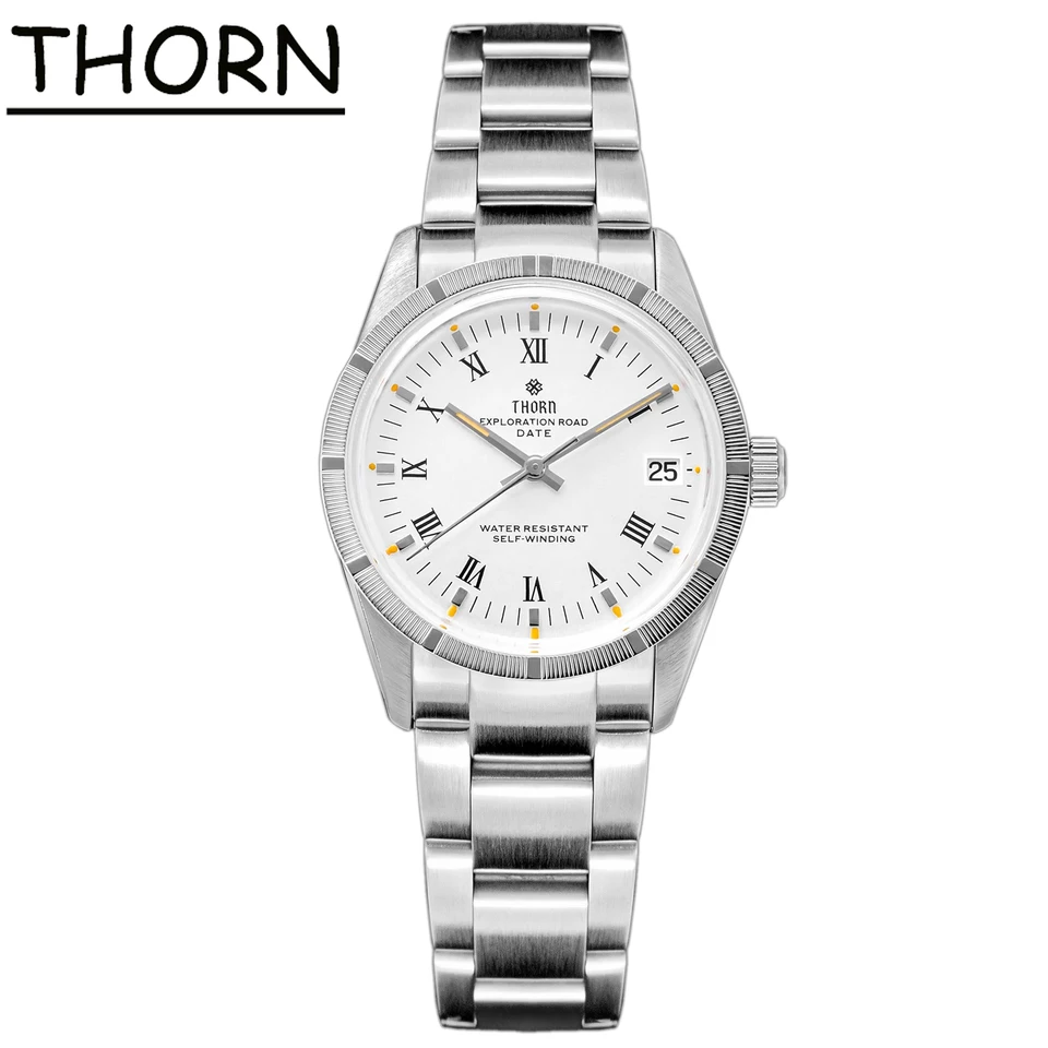 Thorn T004 Muži sledujú PT5000 Automatický pohyb Mechanický hold Vintage hodinky Doded zafír Luminát 10bar nepremokavý
