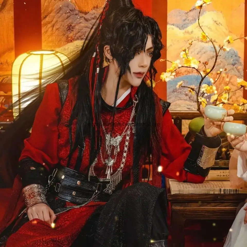 Tian Guan Ci Fu Huacheng Cosplay kostým Hua Cheng Hanfu Plná súprava kostýmu Red Ghost King Hua Cheng