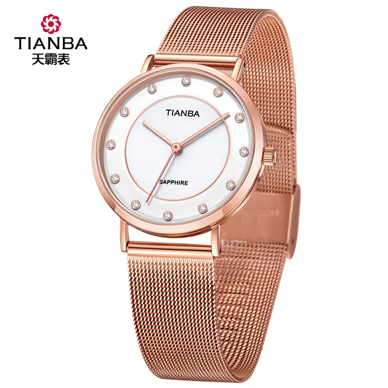 Tianba Solar Energy Watch ženské páry Quartz Watch Woman Watch Watch vodotesný oceľový pás hodinky svetlo Energy hodinky 9006 Žena