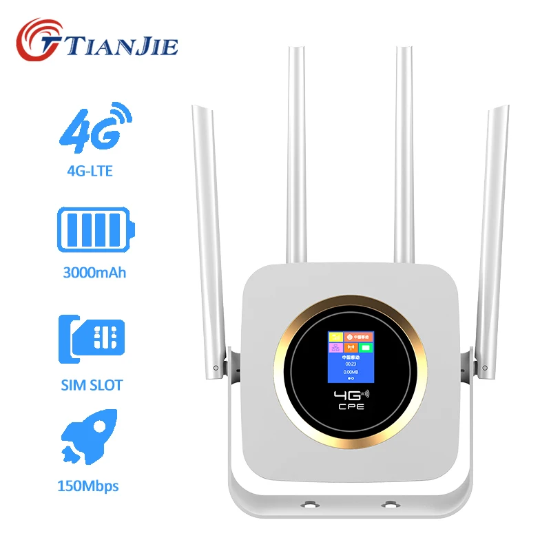 Tianjie CPE904 4G WiFi Router Hotspot LTE Anténa Wan LAN CAT4 150 MBPS