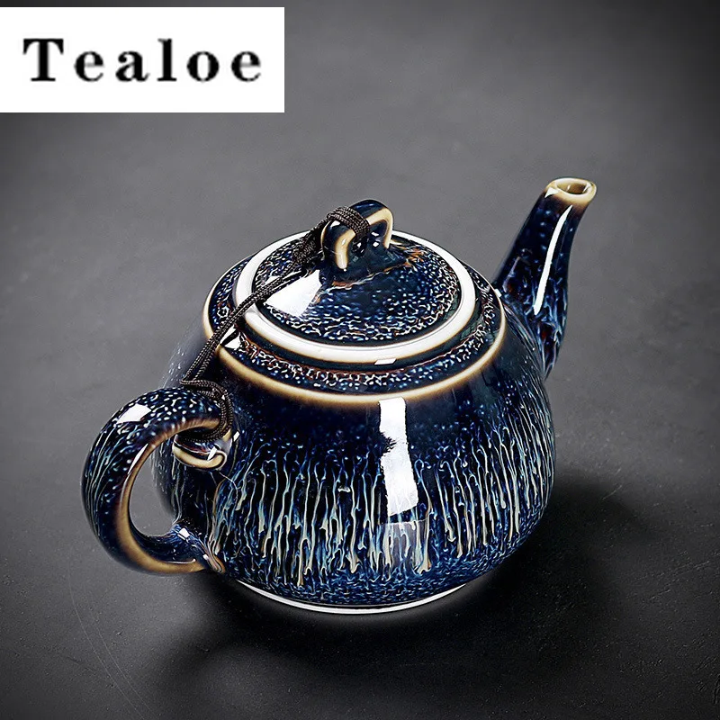 Tianmu Glaze postavená čajová kanvica plná keramická čajová čajová kanvica Kung Fu TEA SET PERN do retro jedného hrnca