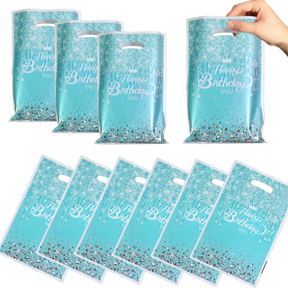 Tiffany Blue Darčekové tašky Narodeninové oslavy dekorácie lesklý diamant Goodie tašky Candy Darčeková taška pre dospelých svadobné show dievčenské večierky