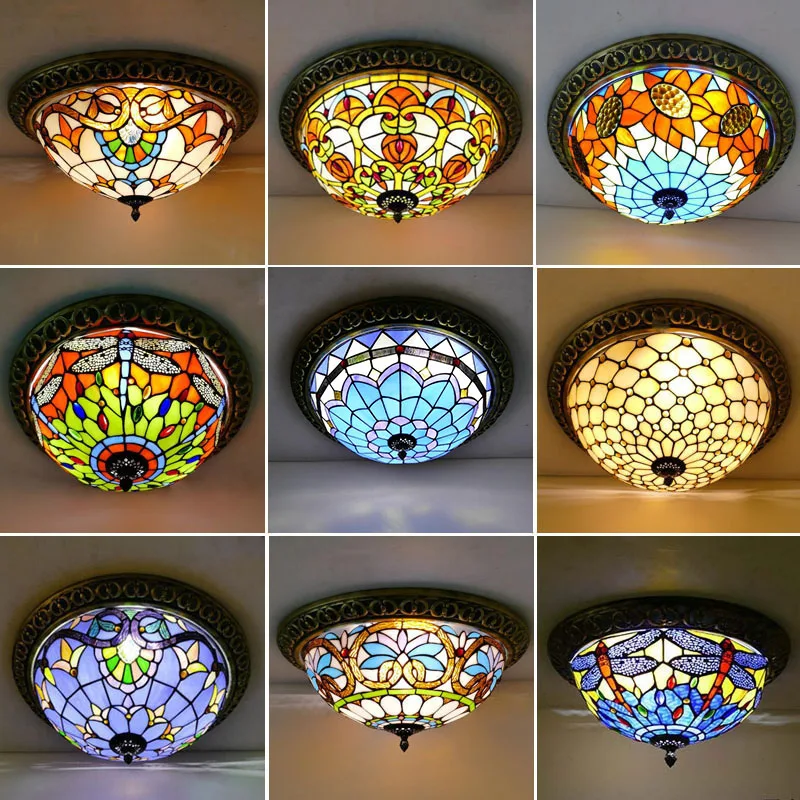 Tiffany Lampy retro turecké stropné svetlá Art Deco Stropné osvetlenie Vintage stropný strop zavesené žiarovky pre lampu v obývacej izbe