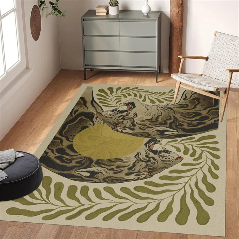 Tiger Area Koberce Abstrakt Matisse Design Unikátna obývacia izba koberec zvierat Animal Print Carpet pre obývaciu izbu pohovka