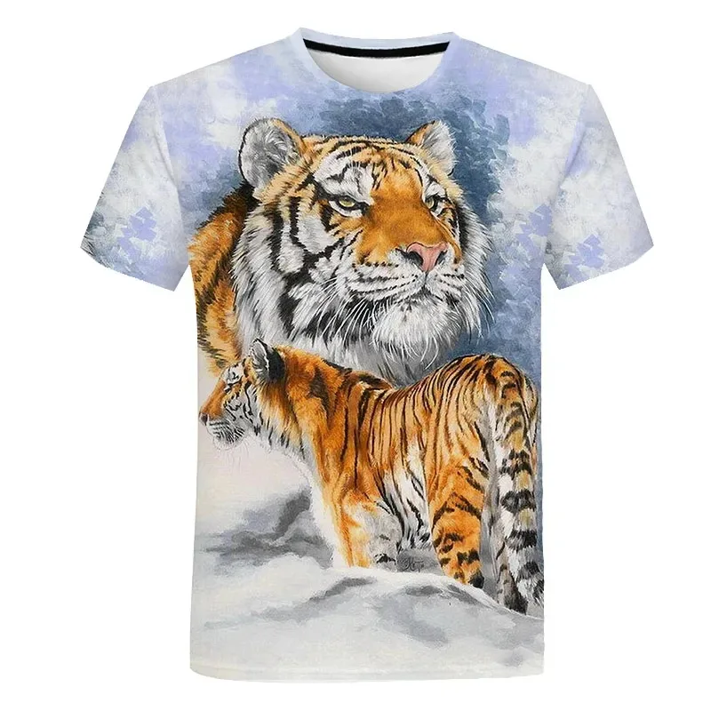 Tiger Head 3D tlačené voľné pánske krátke rukávy Prispôsobené módne módne športy Top 2024 letné leto nové pánske tričko