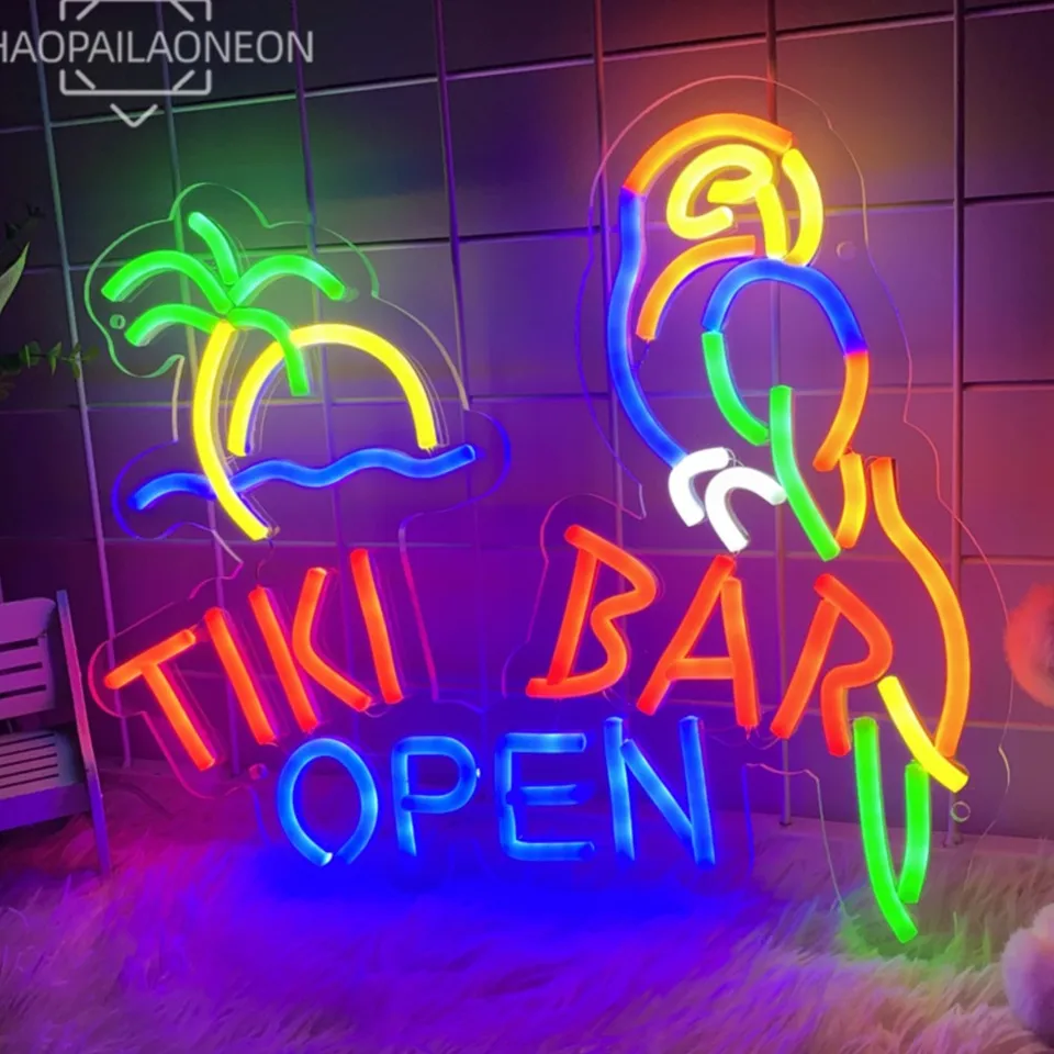 Tiki bar otvorený LED neónové podpisy neónové svetlá pre prímorský pivný bar dekoráciu nástenné zavesenie krčmy Klub Party dekorácia obchodný vývesok USB