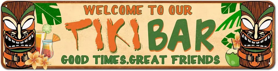 Tiki Bar Sign, Havaj Good Times, skvelí priatelia Vintage Metal Cin Sign pre stenu dekorácie v baroch, reštauráciách, kaviarňach a baroch, 4 a