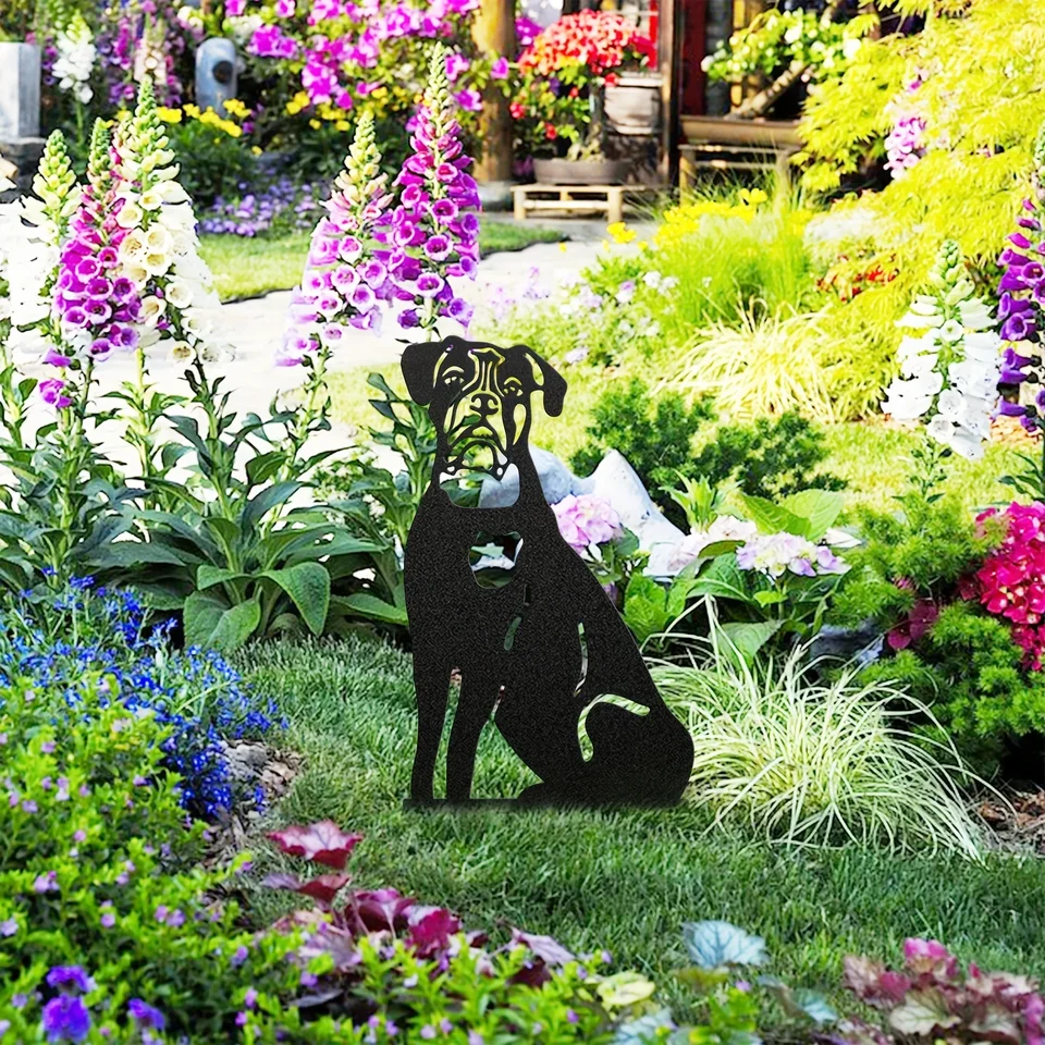 Tiki - Inšpirovaný doberman Pinscher Backyard Lawn Stakes - Dog Metal Art for Garden, ako očarujúce dekorácie festivalu dekorácie dvora