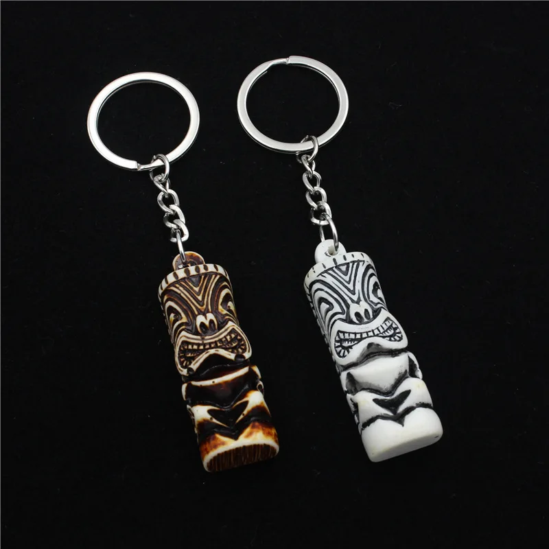 tiki keychain totem keyrings Imitácia Yak Bone vyrezávaná živice Keychains Car Key Rings Darče